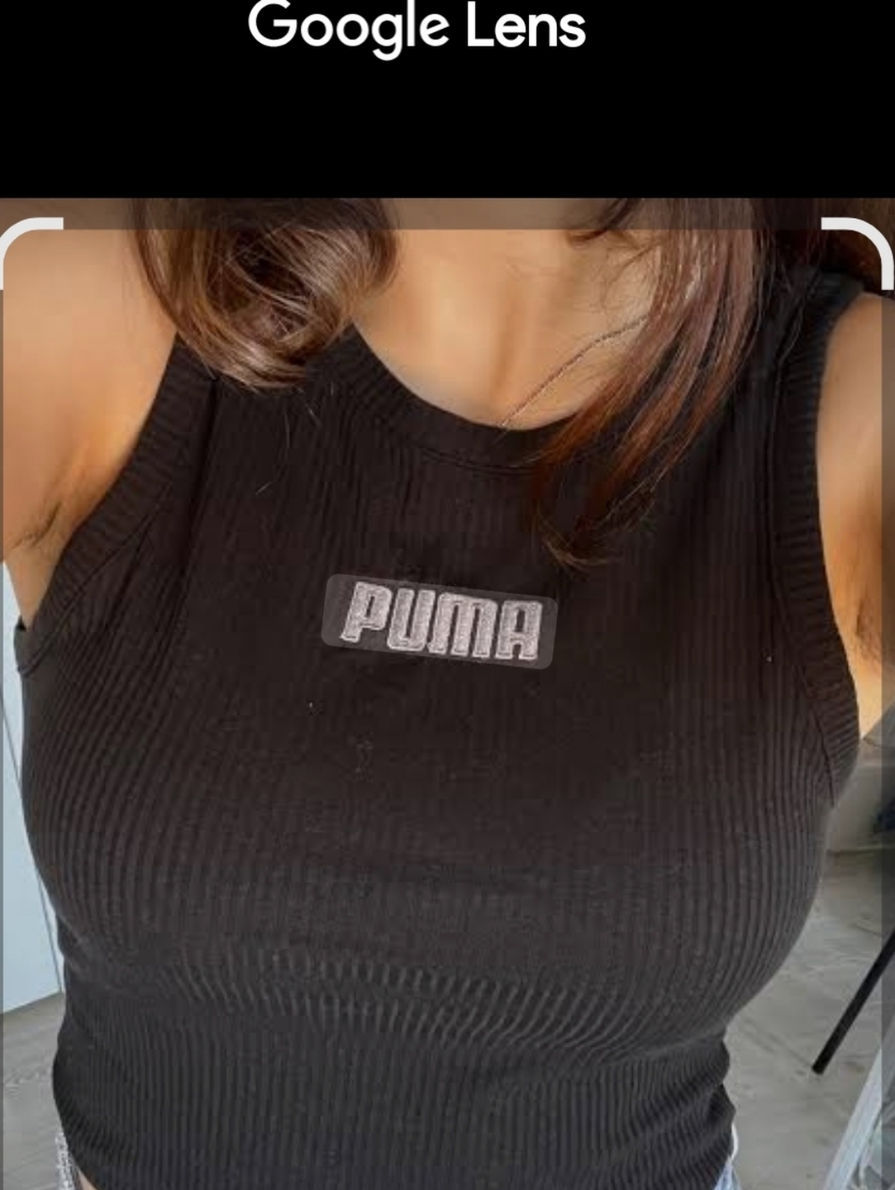 Puma Black Ribbed Logo Tank Top